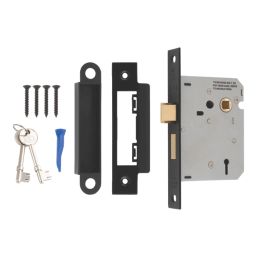 Smith & Locke  3 Lever Matt Black Mortice Sashlock 76mm Case - 57mm Backset