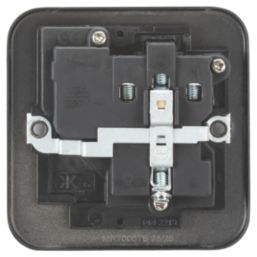 Knightsbridge  Black 13A 1-Gang DP Switched Metal Clad Single Socket  with Black Inserts