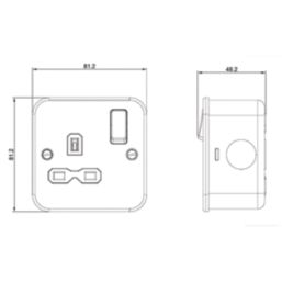 Knightsbridge  Black 13A 1-Gang DP Switched Metal Clad Single Socket  with Black Inserts