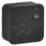 Knightsbridge  Black 13A 1-Gang DP Switched Metal Clad Single Socket  with Black Inserts