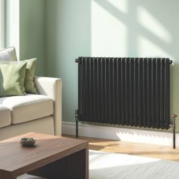 Flomasta 600mm x 1010mm 3536BTU Black Horizontal 2 Column Radiator