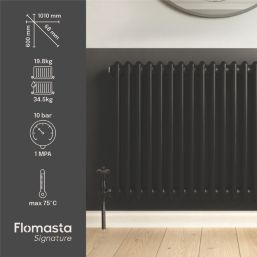 Flomasta 600mm x 1010mm 3536BTU Black Horizontal 2 Column Radiator