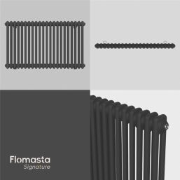 Flomasta 600mm x 1010mm 3536BTU Black Horizontal 2 Column Radiator
