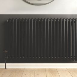 Flomasta 600mm x 1010mm 3536BTU Black Horizontal 2 Column Radiator