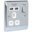 British General Nexus Metal 13A 1-Gang SP Switched Socket + 2.1A 10.5W 2-Outlet Type A USB Charger Polished Chrome with White Inserts