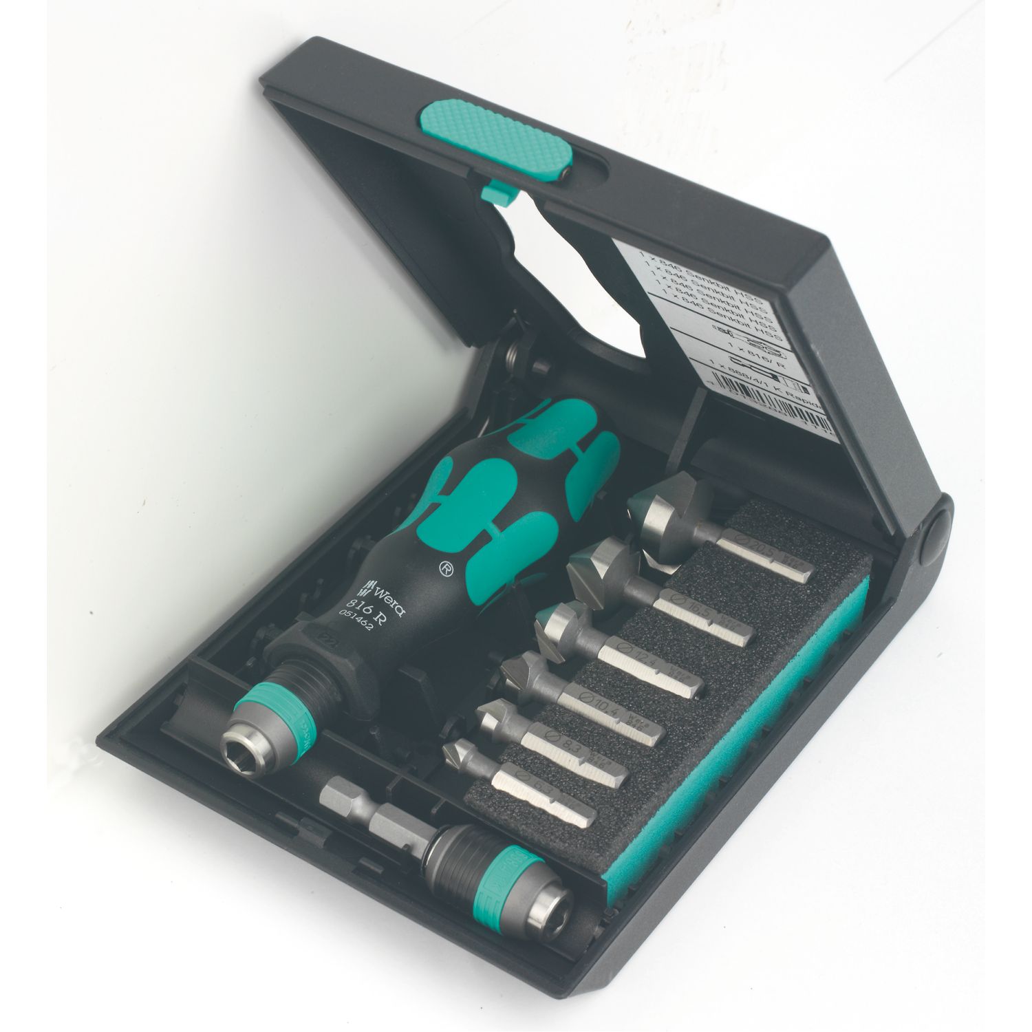 Wera 846/8 Interchangeable Countersink 3-Flute Bit Set 8 Pieces (913FW)