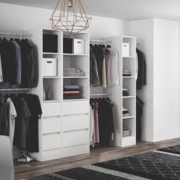 Spacepro  5-Shelf Tower Unit with Hanger Bar White 450mm x 2100mm