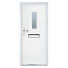 Crystal  Cottage 1-Light Left or Right-Handed White Composite Front Door 2055mm x 920mm