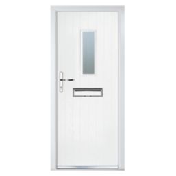 Crystal  Cottage 1-Light Left or Right-Handed White Composite Front Door 2055mm x 920mm