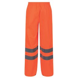 Regatta Pro Hi Vis Packaway Trousers Elasticated Waist Orange Large 36" W 32" L