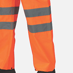 Regatta Pro Hi Vis Packaway Trousers Elasticated Waist Orange Large 36" W 32" L