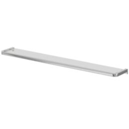 Elland Brushed Chrome Steel & Glass Bathroom Shelf 600mm x 120mm x 20mm