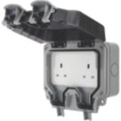 British General Storm IP66 13A 2-Gang Weatherproof Outdoor Unswitched Socket