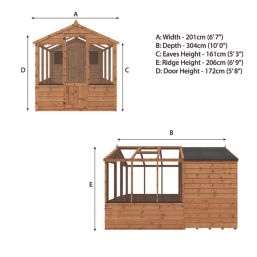 Mercia Traditional 6' x 10' (Nominal) Timber Greenhouse & Shed