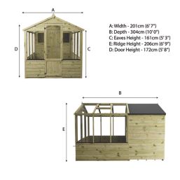 Mercia Traditional 6' x 10' (Nominal) Timber Greenhouse & Shed