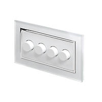 Retrotouch  4-Gang 2-Way LED Rotary LED Dimmer Switch  White Glass with White Inserts