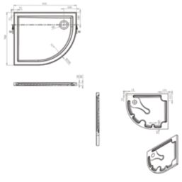 Milan Offset Quadrant Bathroom Shower Tray & Waste Right-Handed White Gloss 900mm x 760mm x 40mm