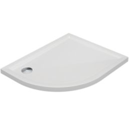 Milan Offset Quadrant Bathroom Shower Tray & Waste Right-Handed White Gloss 900mm x 760mm x 40mm