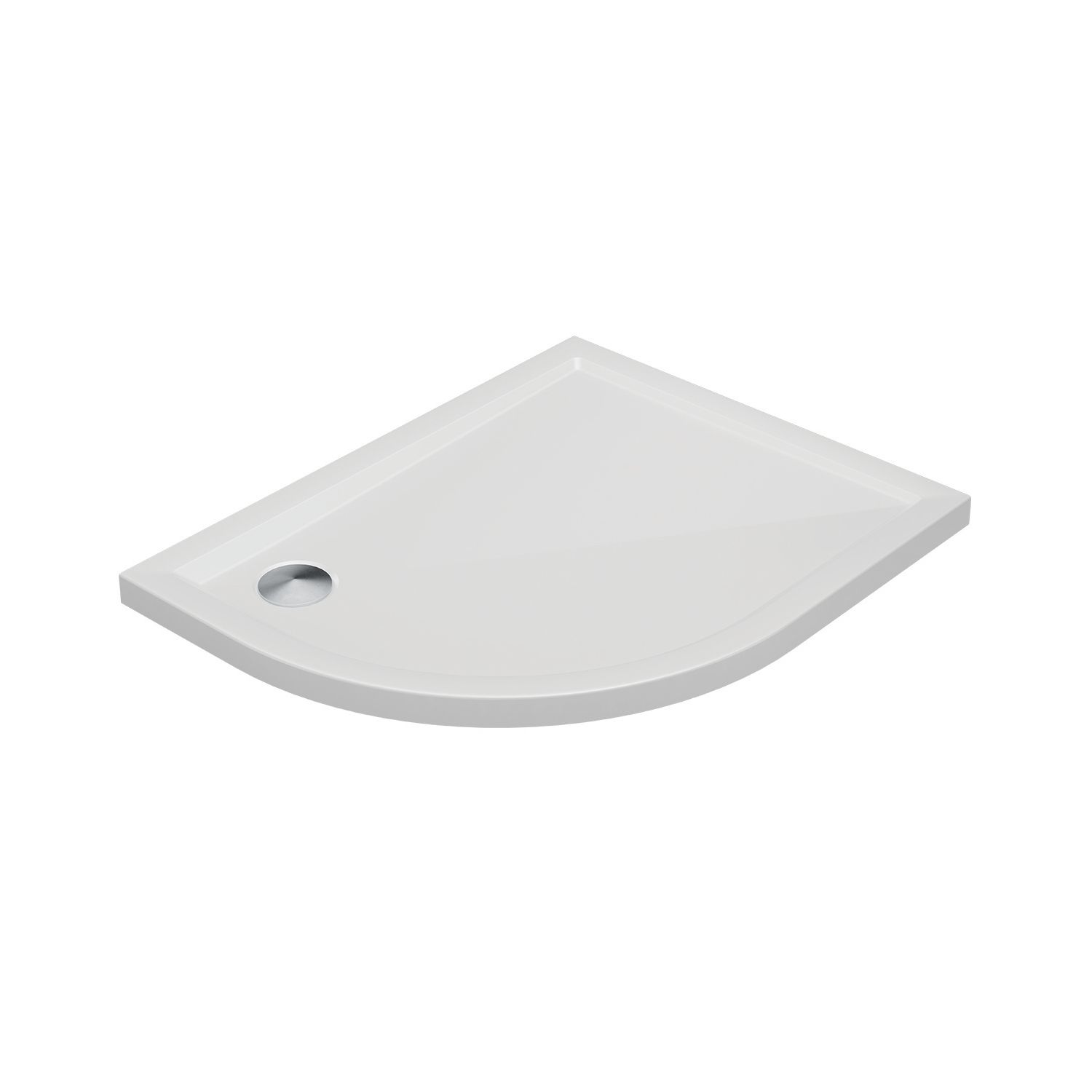 Milan Offset Quadrant Bathroom Shower Tray & Waste Right-Handed White Gloss 900mm x 760mm x 40mm (914AE)