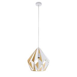 Eglo Carlton 1 Pendant Light White & Honey Gold