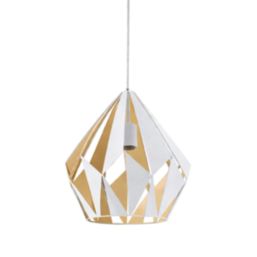 Eglo Carlton 1 Pendant Light White & Honey Gold