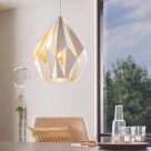 Eglo Carlton 1 Pendant Light White & Honey Gold