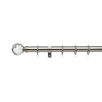 28mm Chrome Bay Window Curtain Pole with Cage Ball Finials 2.4m 3m 3.6m 4.5m 6m 