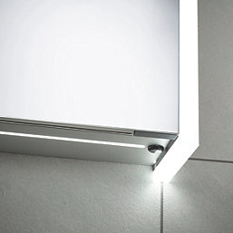 Sensio Ainsley 2-Door Mirrored Bathroom Cabinet & Bluetooth Speaker With 4680lm LED Light Grey Matt 664mm x 130mm x 700mm