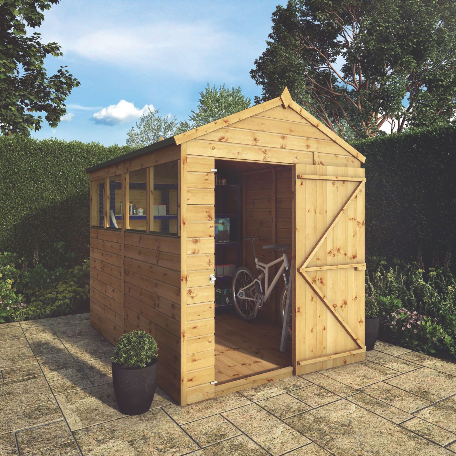 Mercia Modular 6' x 7' 6" (Nominal) Apex Shiplap T&G Timber Shed (914YL)