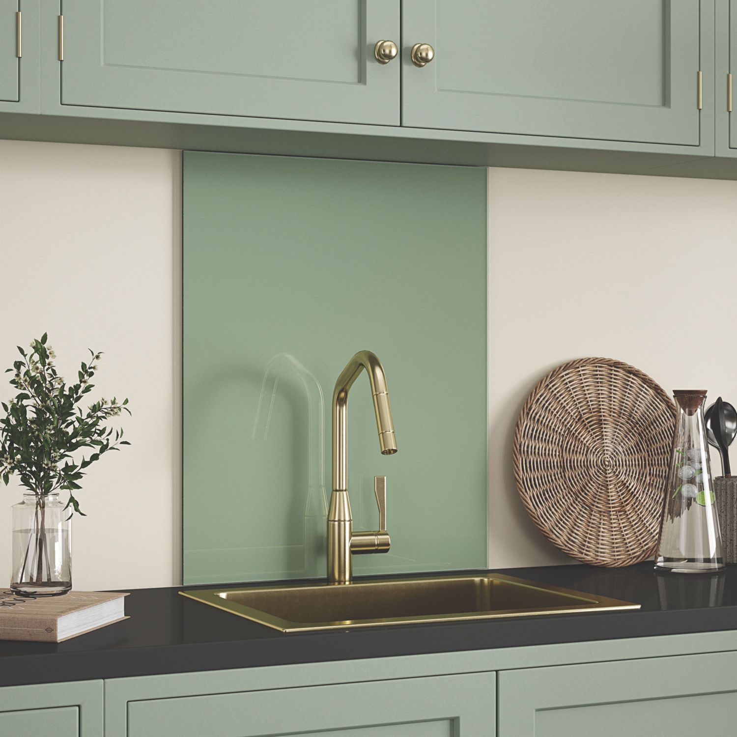 Splashback Sage Green Self-Adhesive Kitchen Splashback 600mm x 750mm x 6mm (914YR)
