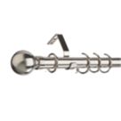 Universal Metal Bay Window Curtain Pole Satin Steel 28mm x 5m