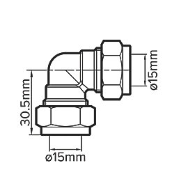 Flomasta  Brass Compression Equal 90° Elbows 15mm 2 Pack