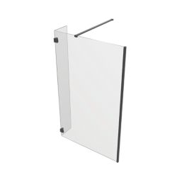 Palermo Showerwall Glass Matt Black 1950mm x 300mm x 8mm