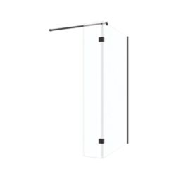 Palermo Showerwall Glass Matt Black 1950mm x 300mm x 8mm