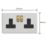 Varilight  13A 2-Gang 2-Pole Switched Socket Paintable  with Black Inserts