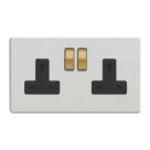 Varilight  13A 2-Gang 2-Pole Switched Socket Paintable  with Black Inserts