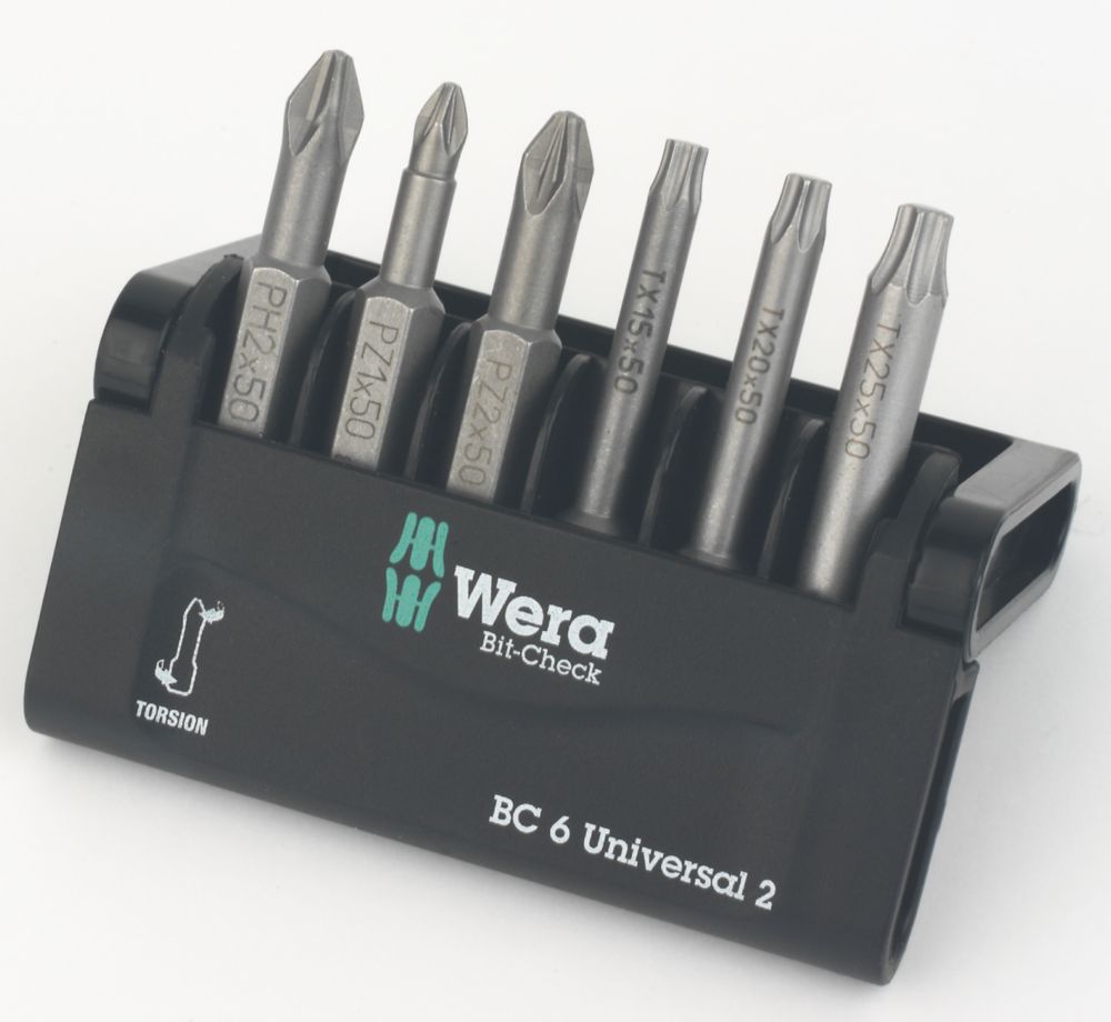 Wera BitCheck 6 Universal 2 1/4" Hex Shank Mixed Bit Set 6 Pieces