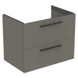 Ideal Standard i.life B Wall Hung Vanity Unit with Black Handles & Basin Matt Quartz Grey 800mm x 505mm x 630mm