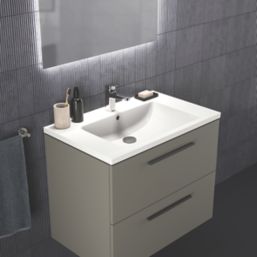 Ideal Standard i.life B Wall Hung Vanity Unit with Black Handles & Basin Matt Grey 800mm x 505mm x 630mm