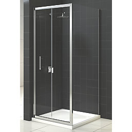 Triton Fast Fix Framed Square Bi-Fold Door with Side Panel Non-Handed Chrome 900mm x 900mm x 1900mm