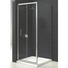 Triton Fast Fix Framed Square Bi-Fold Door with Side Panel  Chrome 900mm x 900mm x 1900mm