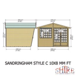 Shire Sandringham 10' x 8' (Nominal) Apex Timber Summerhouse