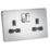 Knightsbridge  13A 2-Gang DP Switched Double Socket Polished Chrome  with Black Inserts