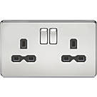 Knightsbridge SFR9000PC 13A 2-Gang DP Switched Double Socket Polished Chrome  with Black Inserts