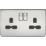 Knightsbridge  13A 2-Gang DP Switched Double Socket Polished Chrome  with Black Inserts