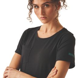 Regatta Ada Short Sleeve Womens Cotton Stretch T-Shirt Black Size 14