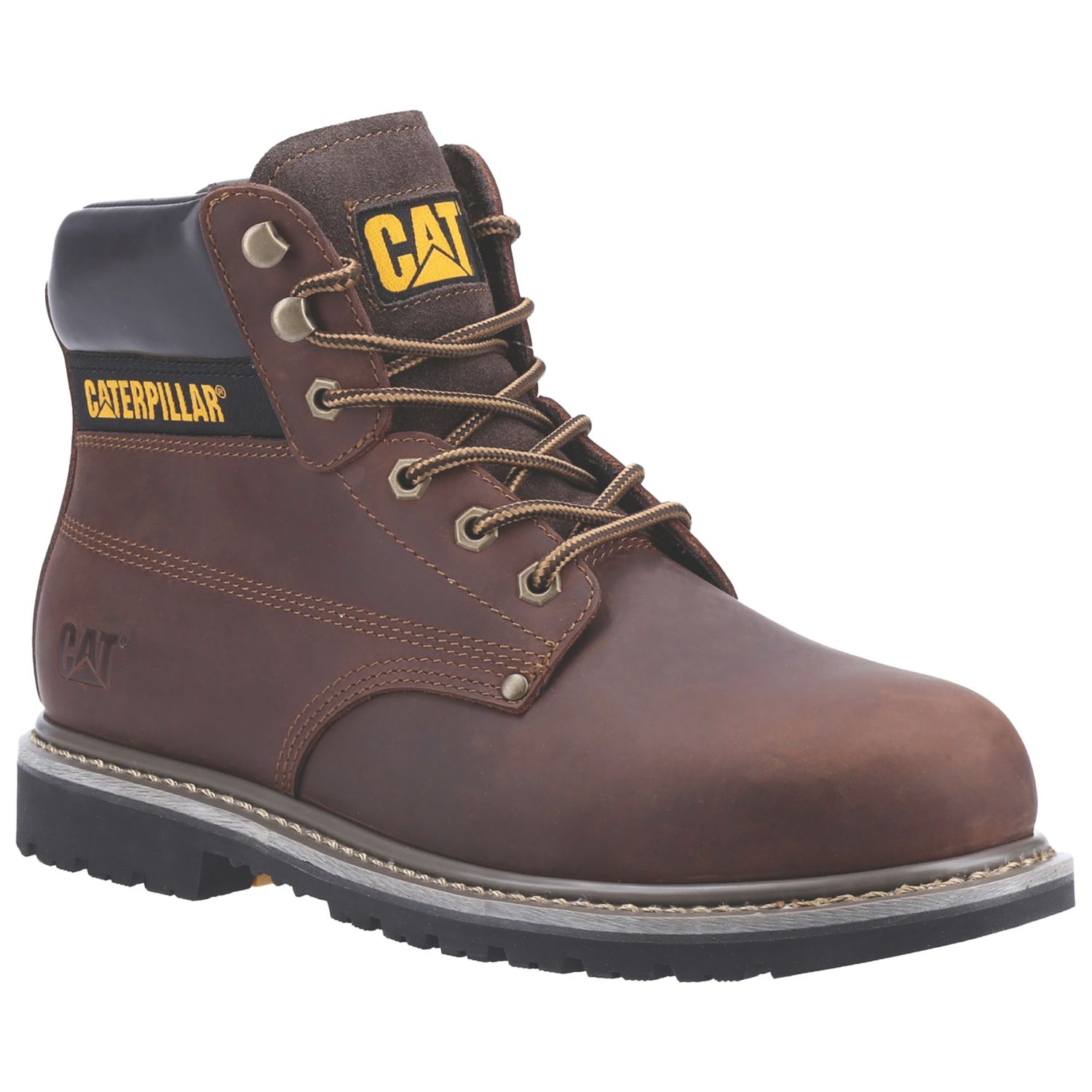 CAT Powerplant GYW Size 7 Brown Steel Toe Cap Safety Boots (915XK)