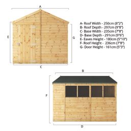 Mercia Modular 7' 6" x 9' 6" (Nominal) Apex Shiplap T&G Timber Shed