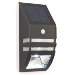 LAP  Outdoor LED Solar Bulkhead With PIR Sensor Matt Black 40lm