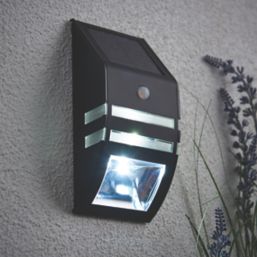 LAP  Outdoor LED Solar Bulkhead With PIR Sensor Matt Black 40lm